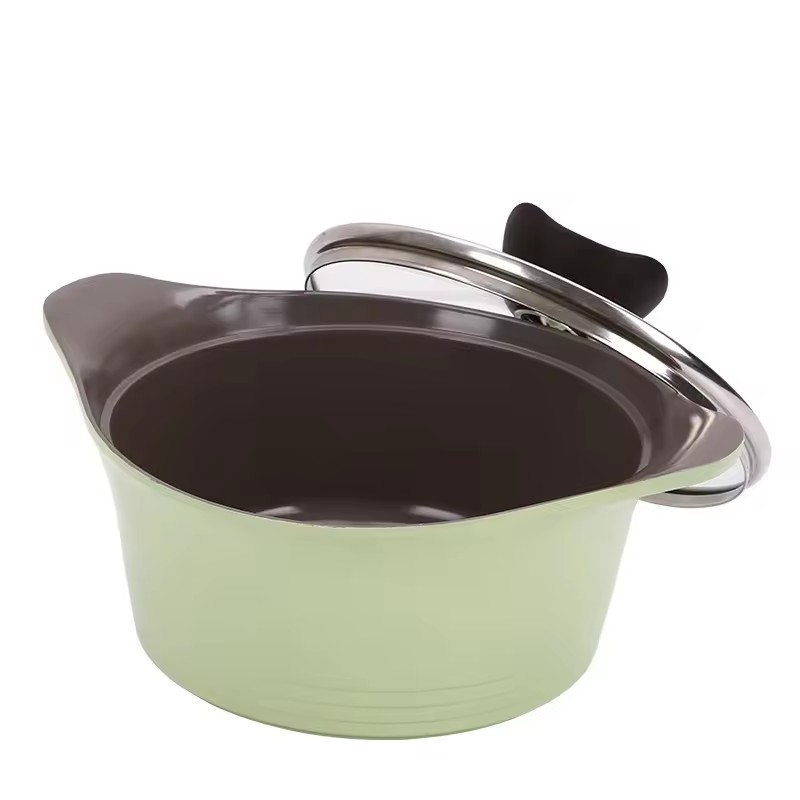 Muodikkaat, muokatut logolla varustetut, tarttumattomat alumiiniset keittoastiat kannellisilla kattiloilla