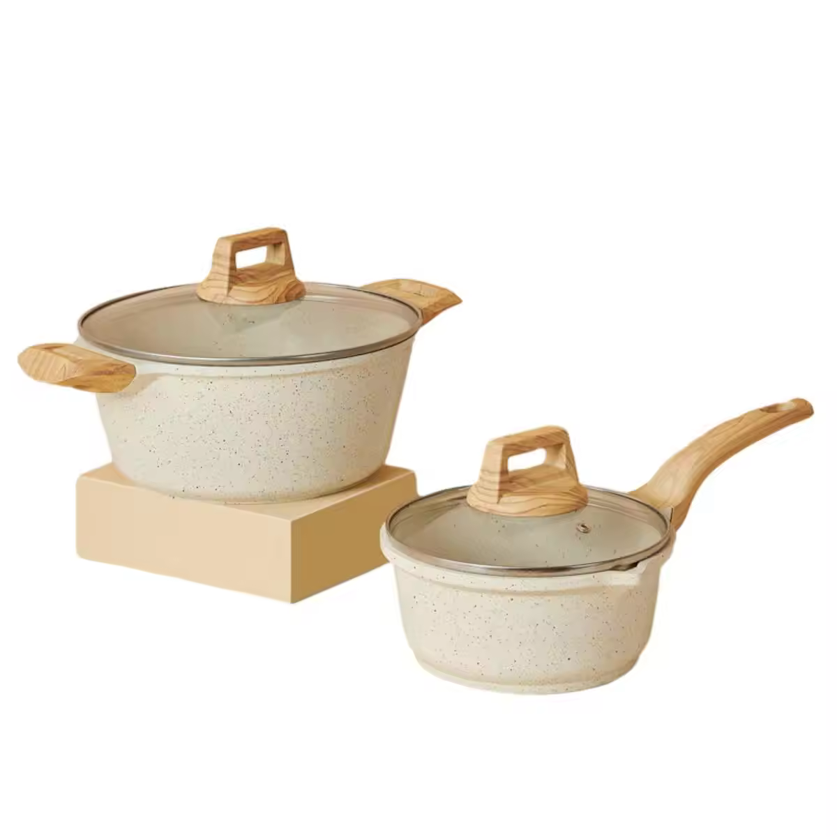 Mukautetut logolla varustetut alumiiniset nonstick-keittopannusarjat kahvalla